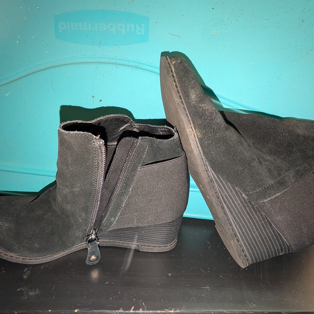 Everly Black Ankle Booties with Wedge Heel